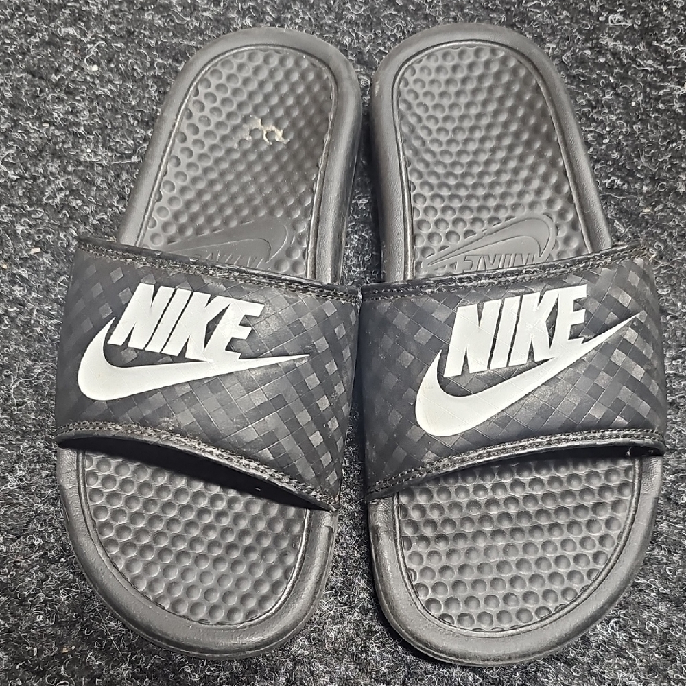 Nike Black and Gray Slide Sandals